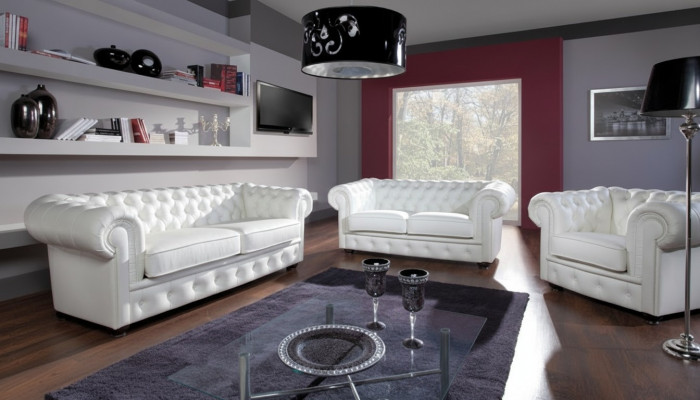 Canapé 2 places Chesterfield Design Canapés Relax Tapisserie Moderne Canapés