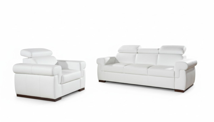 Ensemble de canapé en cuir véritable 3+1 places. Canapé moderne. Design. Suite de revêtement en cuir.