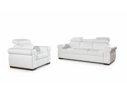Ensemble de canapé en cuir véritable 3+1 places. Canapé moderne. Design. Suite de revêtement en cuir.