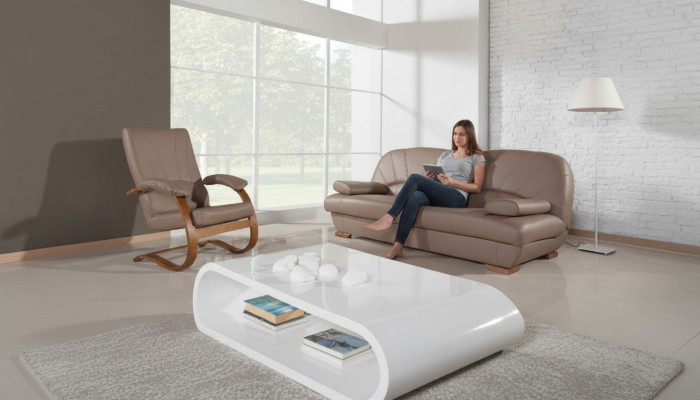 Salon classique Ensemble 3+1+1 100% cuir Canapé Siège Sofa
