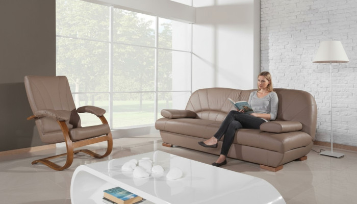 Canapé design Ensemble de canapé en cuir véritable 3+1 Sièges Canapé moderne Rembourrage