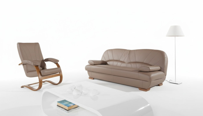 Canapé design Ensemble de canapé en cuir véritable 3+1 Sièges Canapé moderne Rembourrage