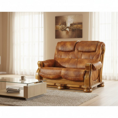 Canapé deux places Canapé classique en cuir Canapé rembourré Sofa Deux places en cuir