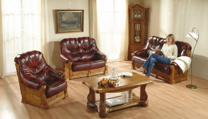 Canapé 2 places en cuir classique Sofas Rembourrés Canapé Deux places en cuir