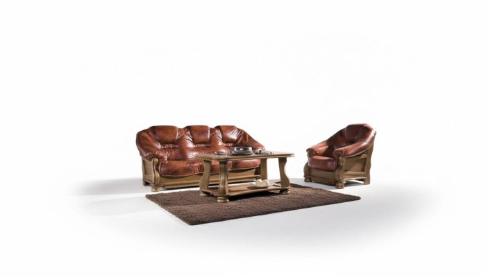 Ensemble de canapé classique Canapé Rembourrage Siège Suite Canapé Cuir Bois 3+2+2 Ensemble