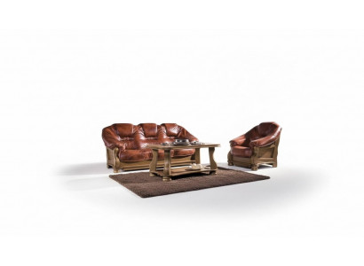 Ensemble de canapé classique Canapé Rembourrage Siège Suite Canapé Cuir Bois 3+2+2 Ensemble