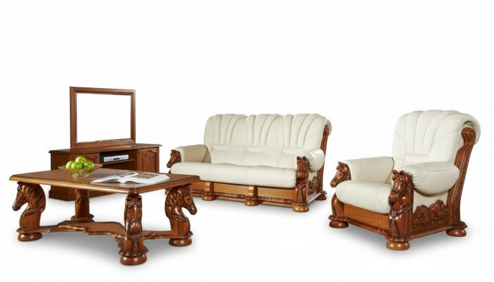Ensemble de canapé classique Canapé Tissu Siège Suite Canapé Cuir Bois 3+2+1 Ensemble