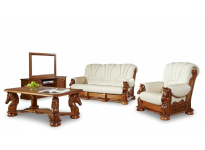 Ensemble de canapé classique Canapé Tissu Siège Suite Canapé Cuir Bois 3+2+1 Ensemble