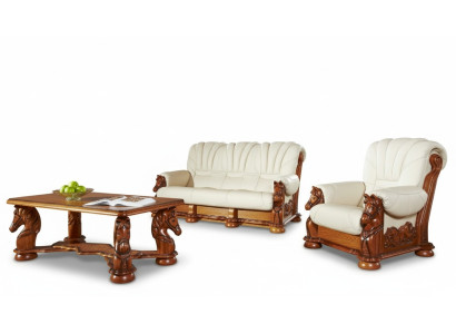 Ensemble de canapé classique Ensemble de canapé Siège en cuir en bois 3+2+2 Ensemble