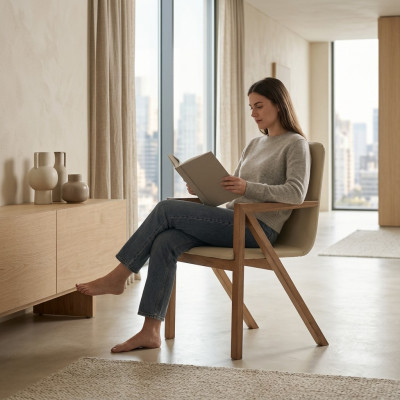 Chaise design Fauteuil en bois Chaises véritables Lounge Club Fauteuil d'appoint Fauteuils inclinables
