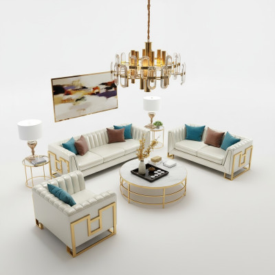 Suite Rembourrée Canapé en Cuir Canapé Rembourré Sièges 2+1 Designer