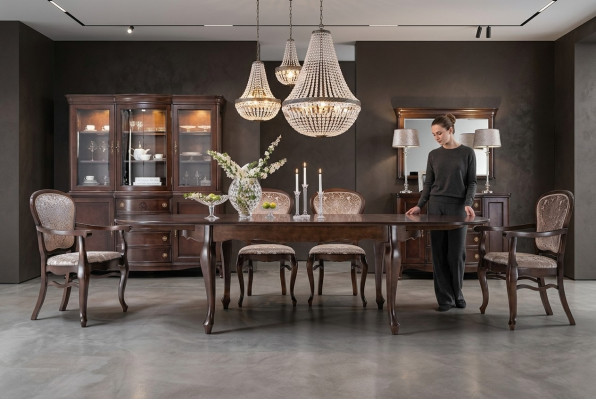 Style de salle à manger classique en bois avec grande table de style antique XXL nouvel