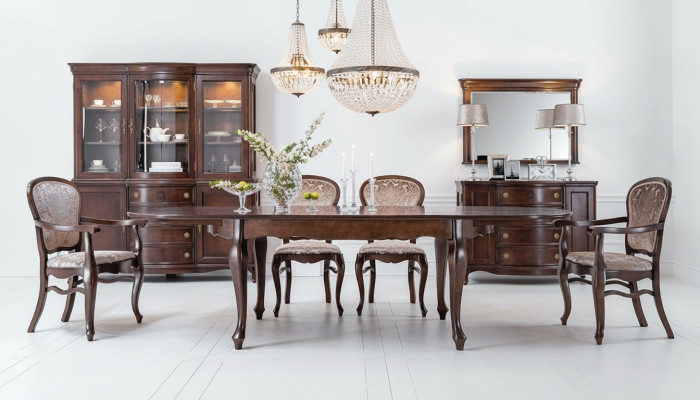 Style de salle à manger classique en bois avec grande table de style antique XXL nouvel