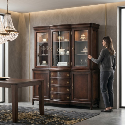 Armoire murale Buffet noble en bois de style baroque Armoire de vitrine Armoire neuve