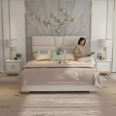 Design de rembourrage de lit Lits de luxe pour hôtels Lit double 180x200cm Chambre à coucher