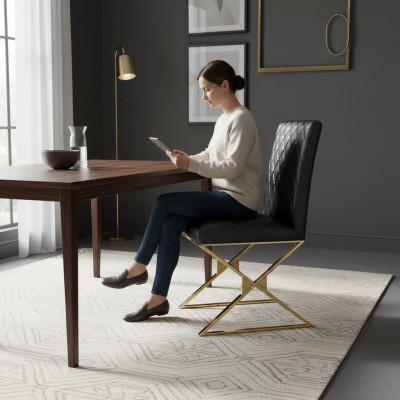Ensemble de chaises de designer 4x chaises Suite Lehn Rembourrage Ensemble de salle à manger Cuir