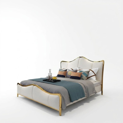 Conception de literie de lit luxueux de mariage de lits d'hôtel doubles 180x200cm cuir de chambre de sommeil