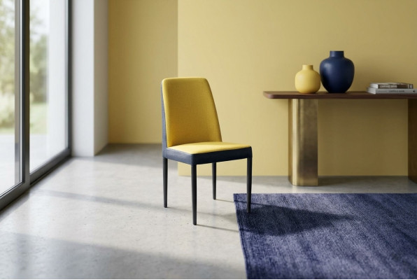 Chaise 1x Chaise de Salle à Manger Fauteuil Fauteuil TV Salon Club Cuir Textile Jaune