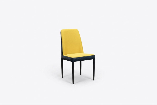 Chaise 1x Chaise de Salle à Manger Fauteuil Fauteuil TV Salon Club Cuir Textile Jaune