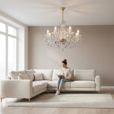 Lustre de lustre Kron Plafonnier Lampes en cristal Éclairage suspendu
