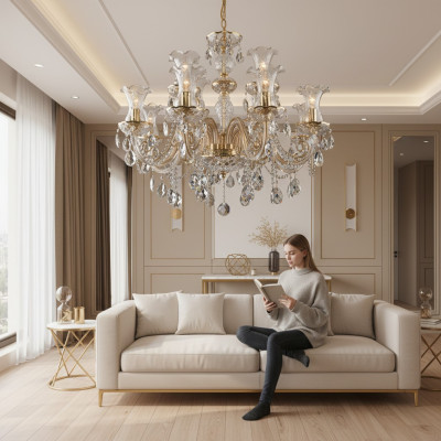 Lustre classique plafonnier lampe lumières Bohême cristal éclairage nouveau