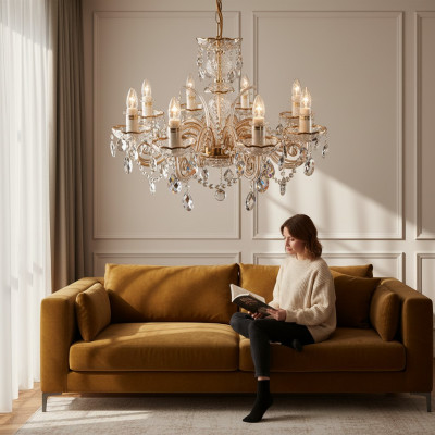 Lustre classique lampe plafonnier éclairage cristal neuf Bohême
