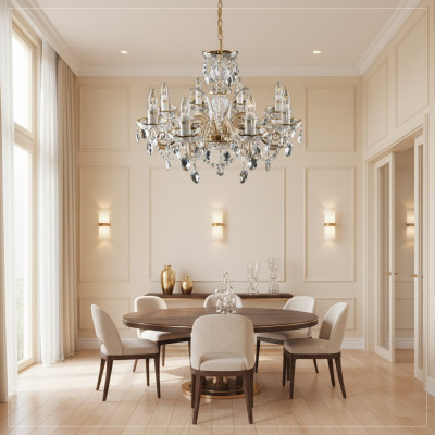 Lustre classique lampe plafonnier éclairage cristal neuf Bohême