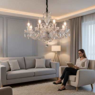 Lustre en cristal Lustre suspendu Luminaire de plafond Lampe de Bohême