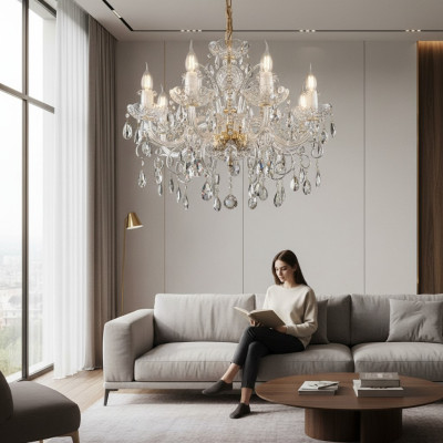 Noble Lampe de design avec des pierres de cristal Chandelier Bougeoirs Lampes Plafonniers