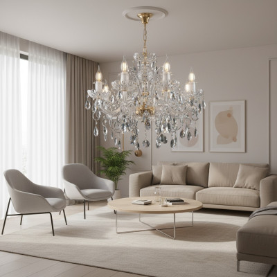Noble Lampe de design avec des pierres de cristal Chandelier Bougeoirs Lampes Plafonniers