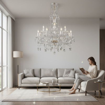 Lustre classique plafonnier lampe éclairage cristal neuf bohémien.