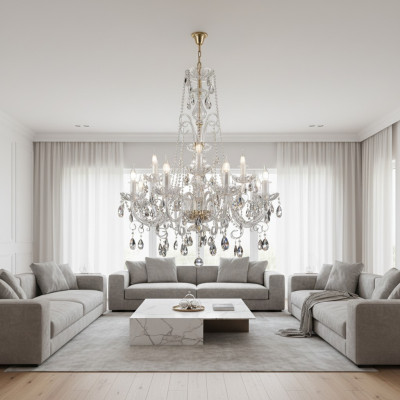 Lustre classique plafonnier lampe éclairage cristal neuf bohémien.