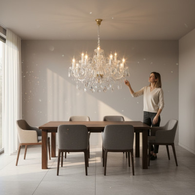 Plafonnier classique en cristal lumineux nouvelle lampe chandelier de Bohême