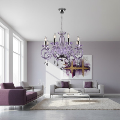 Bohemia Moderne Lampe Plafond Lampe Lustre Cristal Violet Lampe Lustre