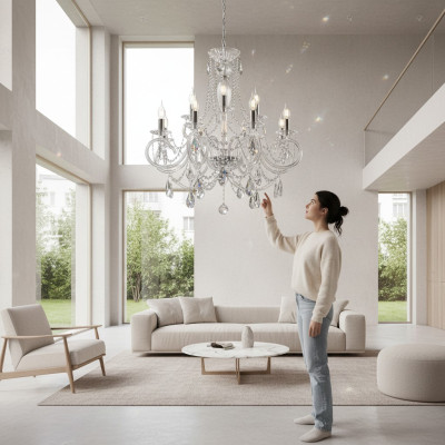 Moderne suspension bohème, lampe de plafond, lustre en cristal, neuf.