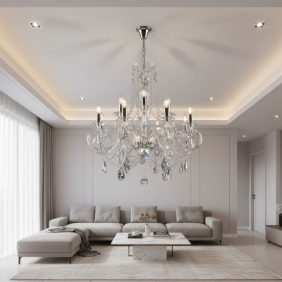 Moderne suspension bohème, lampe de plafond, lustre en cristal, neuf.