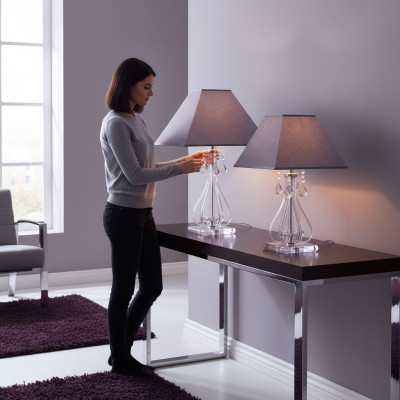 Luminaire Lampe de table en cristal Pied Elite Bohême Table de chevet neuve Bureau