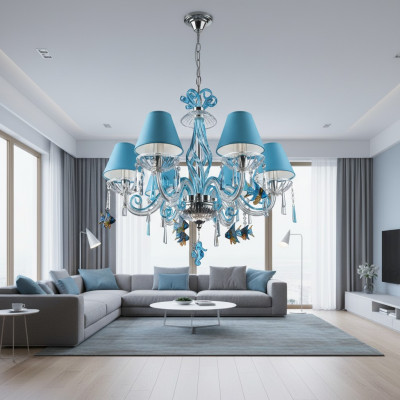 Bohemia Lustre Moderne Plafonnier Lustre Cristal Bleu Lampe