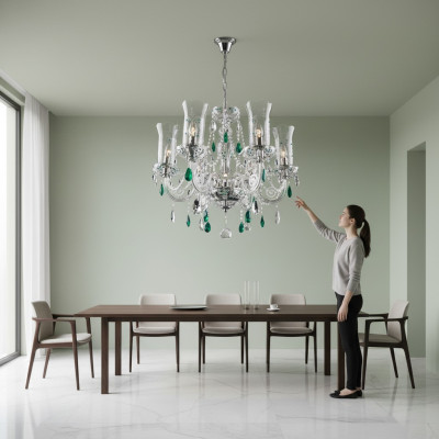 Conception Lustre de Bohême Plafond Lumières Luminaires en Cristal Bleu
