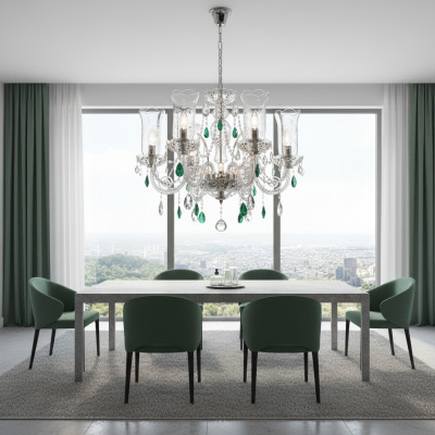 Conception Lustre de Bohême Plafond Lumières Luminaires en Cristal Bleu