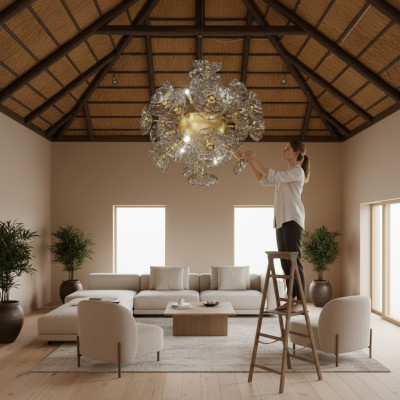 Plafonnier luminaire Plafonnier Lustre Elite Bohême Fleur Neuf