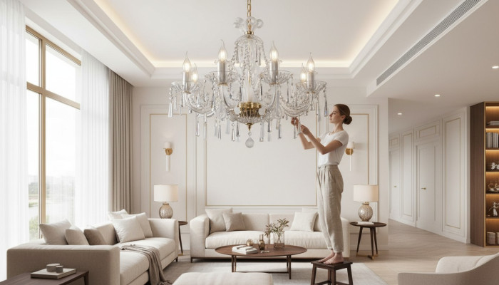 Lustre en cristal lumineux suspendu Lumière au plafond Lumière de plafond Bohême