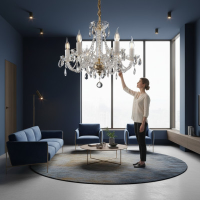 XXL Grand Lustre d'hôtel SAll s Lampes Couverture en Cristal Lumières Couronne Lampe