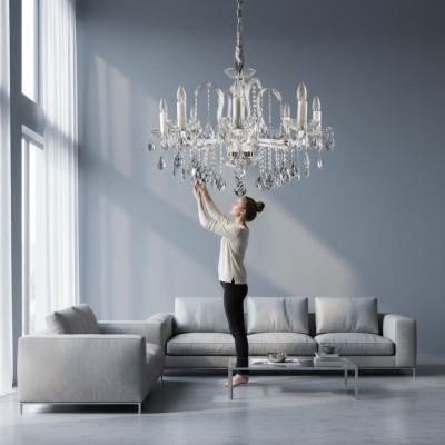 Lustre Lampe Lampes Lumières en Cristal Bohême Couvercle Chandelier