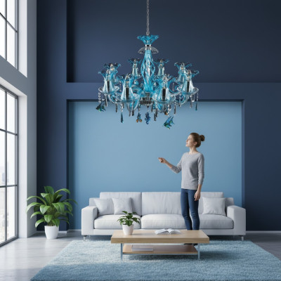 Lustre en cristal, luminaire suspendu, plafonnier, lampe de Bohême