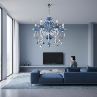 Lustre en cristal de Bohême Lampe suspension Lampes Lumière Plafonnier