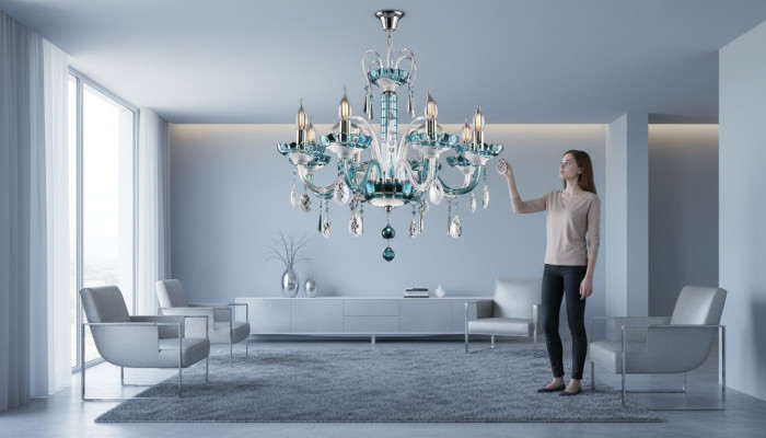 Lustre en cristal, abat-jour de lampe, plafond de Bohême