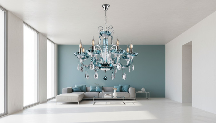 Lustre en cristal, abat-jour de lampe, plafond de Bohême