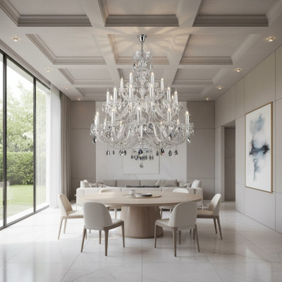 Lustre de cristal, suspensions de lampe de Bohême, lustre de plafond.