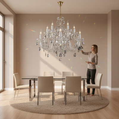 Bohemia Lustre Cristal Chandelier Lampe Luminaire Plafonnier Suspension